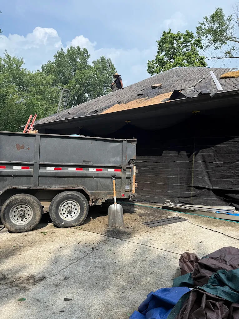 Storm damage roof replacement in Valparaiso IN with full cleanup